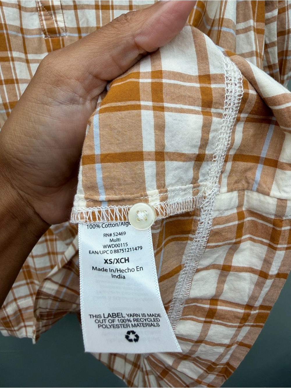 Free Assembly Plaid Mini Dress XS Brown Cream Cotton Prairie Cottagecore - Picture 4 of 8